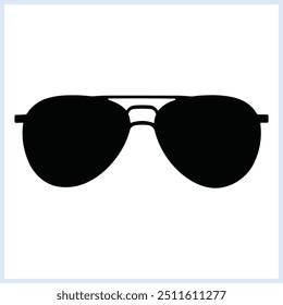 Simple Aviator sunglasses silhouette, protective sunglasses vector icon, Aviator frame glasses fashionable accessory doodles
