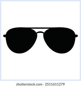 Simple Aviator sunglasses silhouette, protective sunglasses vector icon, Aviator frame glasses fashionable accessory doodles