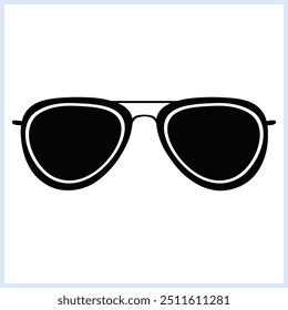 Simple Aviator sunglasses silhouette, protective sunglasses vector icon, Aviator frame glasses fashionable accessory doodles