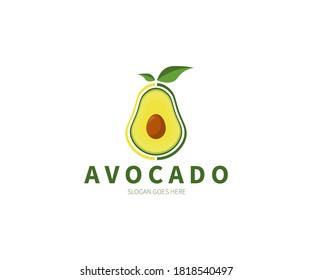 Simple Avocado cut in half logo. Vector Design Illustration. Symbol and Icon Vector Template.