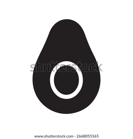 Simple Avocado fruit half slice silhouette icon vector sign symbol