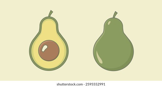 Simple Avocado Illustration Vector Design