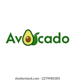 simple avocado logo for fruit and juice shop