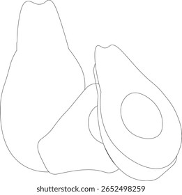Simples contorno de abacate com curvas suaves, apresentando o poço no centro. Estilo de vetor limpo e minimalista perfeito para logotipos, ícones, designs relacionados à comida e marca de estilo de vida saudável.




