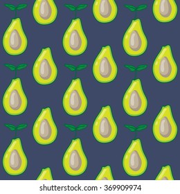 Simple avocado seamless pattern on dark blue background