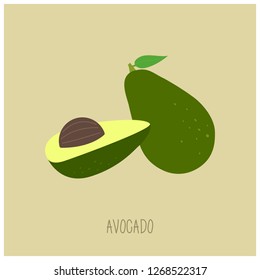 Simple avocado vector illustration.