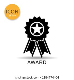 Simple award ribbon icon or symbol for web on white background.
