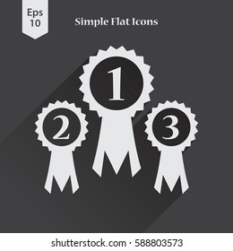 Simple Award Ribbon Icon. Vector Illustrated Symbol. Simple Sign Of Victory