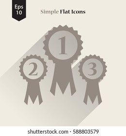Simple Award Ribbon Icon. Vector Illustrated Symbol. Simple Sign Of Victory