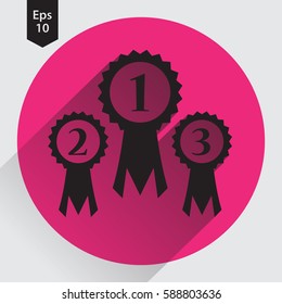 Simple Award Ribbon Icon. Vector Illustrated Symbol. Simple Sign Of Victory