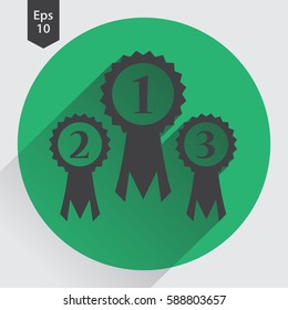 Simple Award Ribbon Icon. Vector Illustrated Symbol. Simple Sign Of Victory