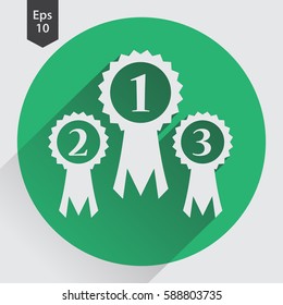 Simple Award Ribbon Icon. Vector Illustrated Symbol. Simple Sign Of Victory