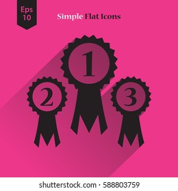 Simple Award Ribbon Icon. Vector Illustrated Symbol. Simple Sign Of Victory