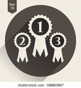 Simple Award Ribbon Icon. Vector Illustrated Symbol. Simple Sign Of Victory