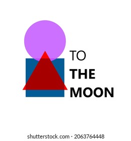 Simple awesome logo rocket and moon with triangle and circle