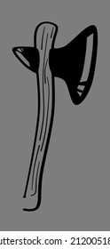 simple axe illustration on a gray background