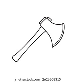 Desenho de contorno de eixo simples - Clipart de ferramenta de mão preto e branco para Lumberjack, sobrevivência e design artesanal