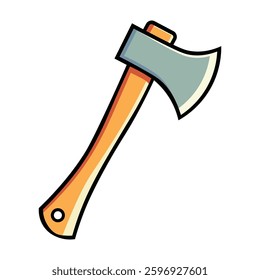 simple axe with wooden handle, vector illustration
