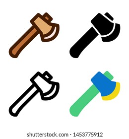 simple Axeicon in four style glyph, line, flat and filled line