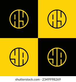 Simple AY and YA Letter Circle Logo Set, suitable for business with YA or AY initial.
