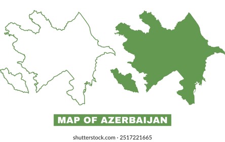 Conjunto simple de Ilustración vectorial de mapa plano de esquema de Azerbaiyán