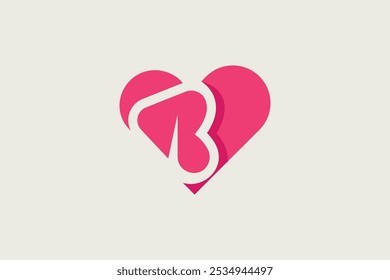 
Simple B Love hearts logo vector design template.