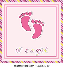 Simple  baby arrival card with footprint/Vector illustration