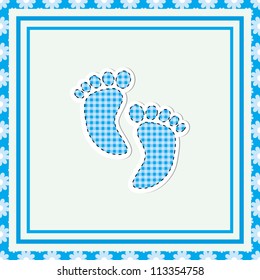 Simple  baby arrival card with footprint/Vector illustration