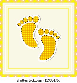 Simple  baby arrival card with footprint/Vector illustration