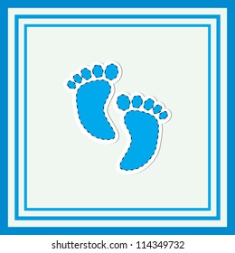 Simple baby arrival card with footprint/Vector illustration
