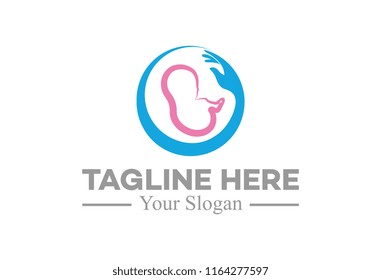 simple baby care mom and baby logo concept