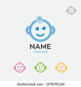 Símbolo de ilustración del vector del logotipo de la cara del bebé