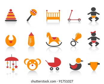 simple baby icons set