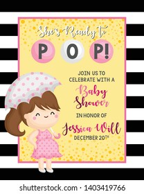 A Simple Baby Shower Invitation Card with Ready to Pop Baby Girl Theme 