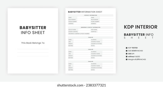 Simple Babysitter Checklist Information Sheet Printable Template