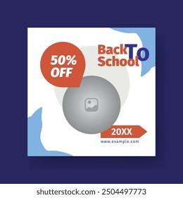 Simple Back to School Social Media Post. Minimalist Willkommen Web Post Design für Verkauf, Promotion, Web, Studie, Kinder, Marketing, Shopping, etc.