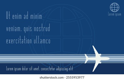 Simple background with airplane in paper cut style. Can be used for advertising banner, business card. Traveling the world, air travel, trip abroad on vacation, cruises and tours concept. Vector EPS8