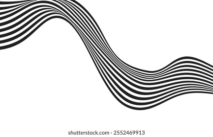 Fondo simple líneas abstractas en blanco y negro movimiento ondulado
