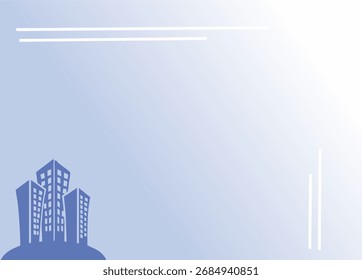 silhueta de construção de fundo simples com cor de gradação azul e branca 