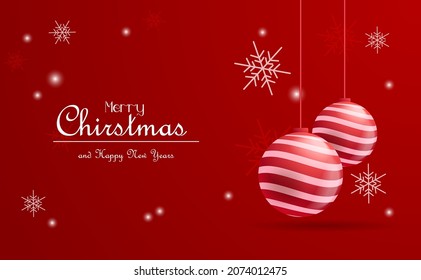 Simple background christmas and Happy New Years. Snow red background. Christmas snowy winter design. White falling snowflakes, background landscape. Cold weather effect. Vector illustration