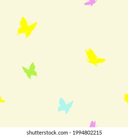 Simple background with colorful butterflies. Seamless vector illustration for decoration or textile print.