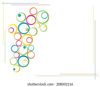 A simple background with colorful ring circles on one side and blank space on the other to enter text. Editable vector image file to adjust the content and blank space as per the requirement.