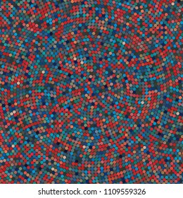Simple background consisting of small red, brown, blue circles, vector illustration