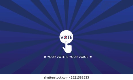 un simple fondo contiene el texto Elección Presidencial 2024 - Tu Voto es Tu Voz, un Anuncio que invita a la gente a votar en las elecciones presidenciales aislados en azul e ícono de votación 