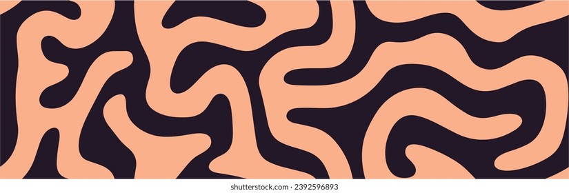 Simple background with cute wavy line pattern. Digital image with a psychedelic stripes. Curvy and wavy backdrop. Vector illustration. Seamless.