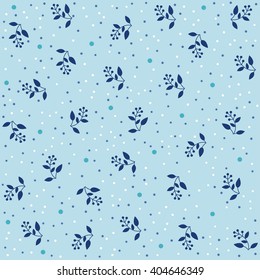 Simple background. Dark blue branches with berries and lots of small bubbles on a light blue background. Vector stock.