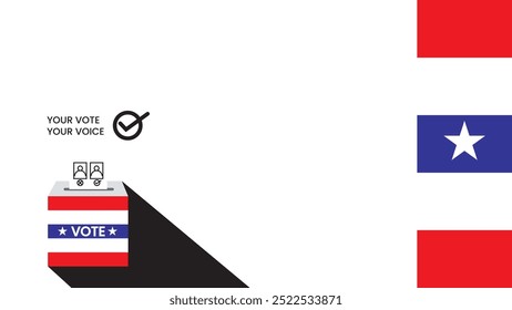 Simple background Election - Your Vote is Your Voice, a banner inviting people to vote in the presidential election isolated in blue and check