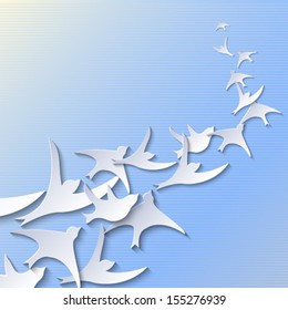 Simple background with flying paper birds
