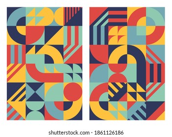 Simple background geometric shapes  lines, Retro Color. Universal abstract pattern design in scandinavian style for cover, printing, posters, web, wallpapers, tiles. Vector illustration.