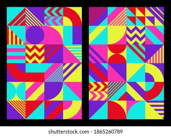 Líneas geométricas de fondo simples, Color brillante. Diseño de patrones abstractos y uniformes en estilo escandinavo para portada, impresión, afiches, web, papel tapiz, baldosas. Ilustración vectorial.